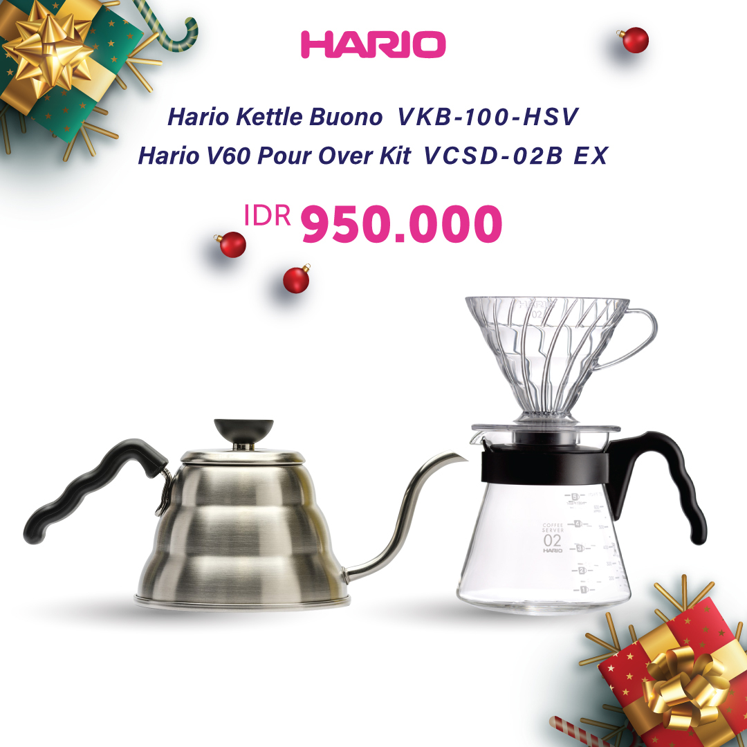 Paket Hario Christmas Manual Brewing (VCND02BEX, VKB100HSV) Hario