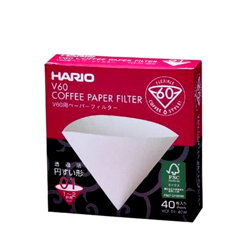 Hario V60 Filter Paper White 01 40 Pack VCF-01-40W