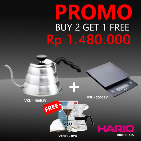 Hario V60 Promo Kettle Vkb100hsv+ Drip Scale Vst2000b Free Vcsd02b