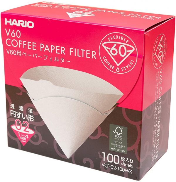 Hario Paper Filter 02 W 100 Sheets VCF-02-100WK