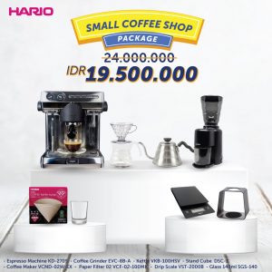 Hario Small Coffee Shop Package (Espresso Machine, VCND-02W-EX, EVC-8B-A, VKB-100HSV, VST-2000B, DSC-1T/TB, VCF-02-100MK, SGS-140)