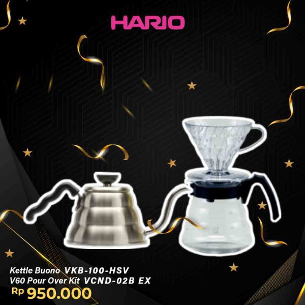 Paket Hario New Year Manual Brewing (VCND-02B-EX, VKB-100HSV)